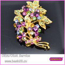 Мода Золото Ювелирные Изделия Фиолетовый Камни Цветок Лист Брошь 5294